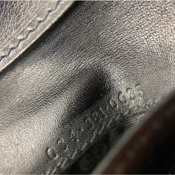 GUCCI 1990s GG MONOGRAM PVC LEATHER WALLET GOLD PLATE BIFOLD BLACK - Picture 6 of 9